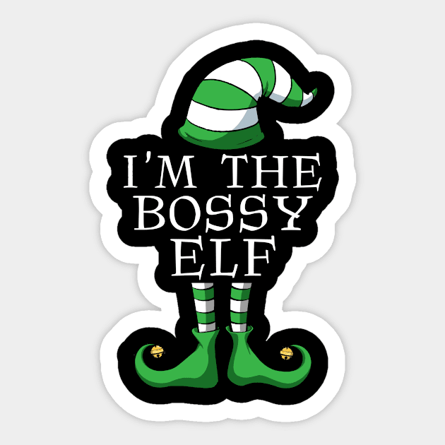 I'm The Bossy Elf Matching Family Pajamas Christmas Gifts Sticker by thuden1738